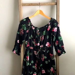 Black Floral High-Low Dress